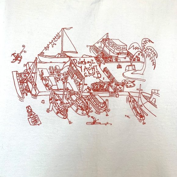Poor Boyz Yacht Club Ala Wai Fuel Dock Honolulu HI Mens XL T Shirt White VTG - Picture 4 of 8